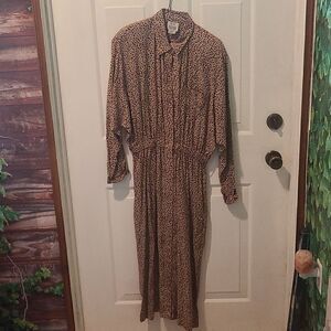 Size 10 Together Brown and Tan Print Midi Dress